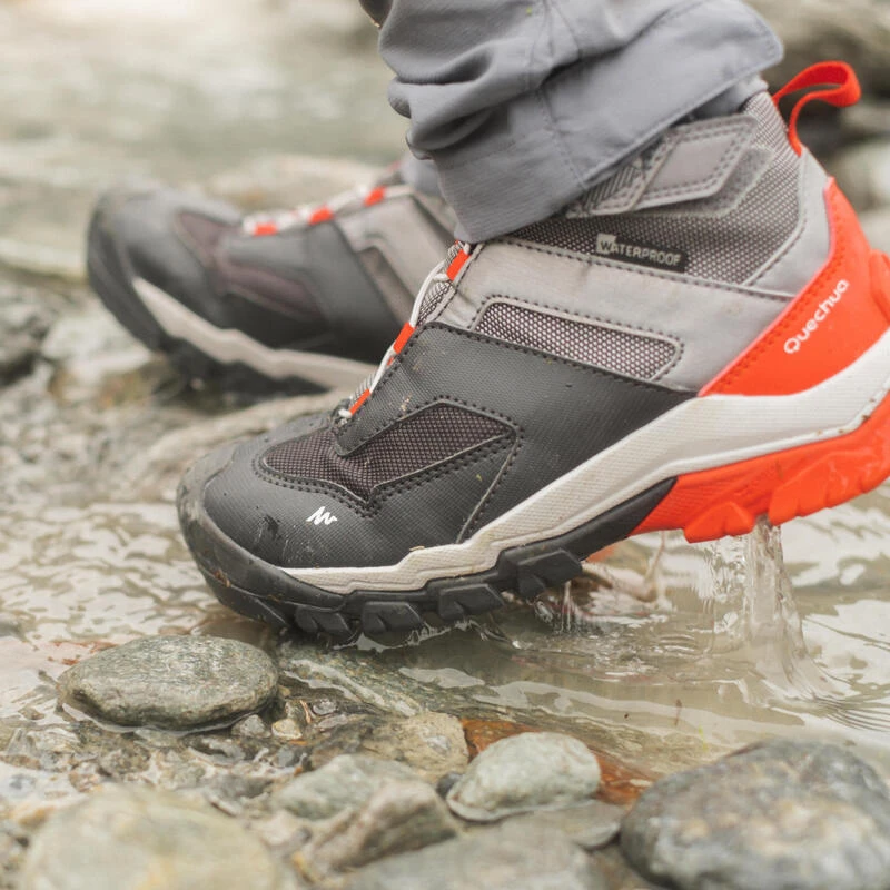 Quechua Waterdichte Halfhoge Wandelschoenen Voor Kinderen Crossrock Grijs 28-34 - Afbeelding 7