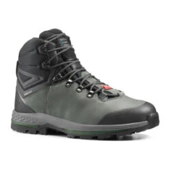 Waterdichte Hoge Trekkingschoenen Voor Heren MT100 Wide Leer Crosscontact